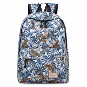 Fashion Printed Backpack Female Student (Option: White leaves)