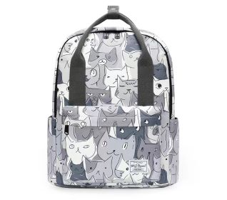 Printed Hand-carrying Female College High School Student Computer Large Capacity Travel Bag (Option: Cat Gray White Mini Version)