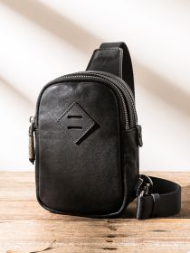 Fashion New Leather Men's Chest Bag (Color: Black)