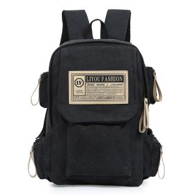 Canvas Leisure Sports Travel Backpack (Color: Black)