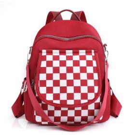 Lightweight Contrast Color Nylon Canvas Backpack (Color: Red)