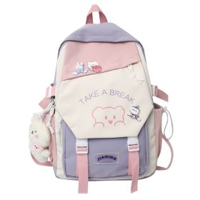 Fashion Large Capacity Student Schoolbag (Option: Purple-30X14X43cm)