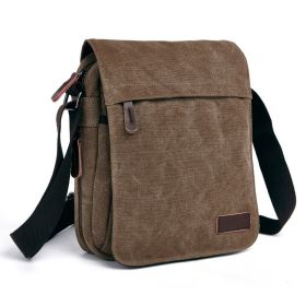 Men's Messenger Bag Canvas Shoulder Bag (Color: Coffee)