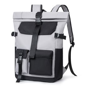 Large Capacity Travel Nylon Cloth Backpack (Color: Light Grey)