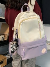 Large Capacity Schoolbag Student Minimalist Versatile Backpack (Option: Purple Without Pendant)