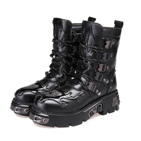 Men's Fashionable And Versatile Mid To High Top Boots (Option: Black Cotton-38)