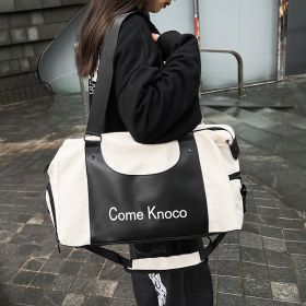 Gym Bag Men's And Women's Fashion Street Fashion Portable Shoulder Bag (Option: White And Black-43 Ã— 20 Ã— 26)