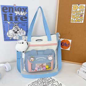 Cute Backpack One Shoulder Large-capacity Backpack (Option: Blue Shoulder Bag-Without Pendant)