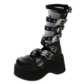 Thick Bootie Rivet Thick Bottom Muffin Female Ankle Boots (Option: Black-35)