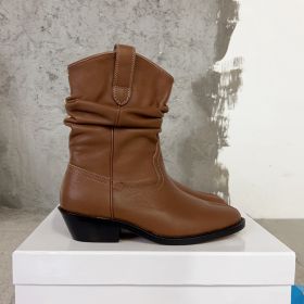 Leather Split Toe Ankle Boots (Option: Brown Cowhide Surface-39)